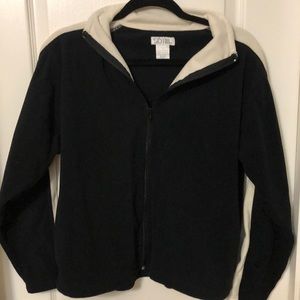 Black with Ivory stripe zip-up fleece